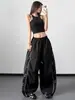 Calças pretas de secagem rápida estilo hip-hop para mulheres, novo modelo de verão 2026, calças jogger de corte solto, calças esportivas casuais