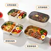 Caixa Bento de Aço Inoxidável 304 Caixa de Almoço Compartimentada Aquecimento no Micro-ondas Preparação de Refeições Caixa Selada para Manter Fresco na Geladeira Caixa de Almoço Almoço