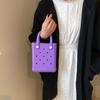 Explosiva bolsa de hombro de gelatina para niña de moda que combina con todo, cesta portátil con agujeros DIY, mini bolsa sencilla de moda para niños