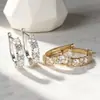 Pendientes de Aro de Lujo de Alta Gama con Incrustaciones de Circonita en Forma de D Estilo Europeo y Americano Venta Caliente Transfronteriza Pendientes de Diseño Nicho Venta al por Mayor
