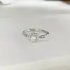 Anillo de Cadena Cuadrado de Diamante de Zircón de Plata Pura S999 para Mujer, Diseño de Nicho de Ins, Lujo Ligero, Sensación de Gama Alta, Elegante Anillo de Diamante Brillante