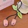Cuerda para el Cabello Simple de Borla de Tulipán Estilo Mori Elegante Flor de Capullo de Flor para Mujer Cinta para el Cabello con Lazo Sin Daño al Cabello
