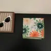 ¡Pequeña literatura y arte gris! Pañuelo Cuadrado Pequeño de Algodón Estampado Azul y Rojo Vintage Estilo Coreano Pañuelo Versátil de Alta Calidad