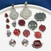 Plata de Ley Piedra Incrustada Zafiro Ágata Palabra Feliz Calabaza Flor Pequeña Calabaza Colgante Accesorios Retro Viejo Bricolaje Materiales Hechos a Mano