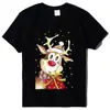 Outono Novo Amazon Roupa de Natal feminina Camiseta casual com estampa de alce de Natal feminina outono