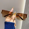 Gafas de sol irregulares de montura pequeña modelo nuevo 2026 Gafas de sol de metal sin montura con borde cortado para mujer, estilo europeo y americano, para looks elegantes