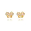 Foxi comercio exterior joyería aretes pequeños estilo mariposa colgante traje circonita joyería ins no alérgico estilo de moda