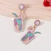Pendientes de Verano Nuevos con Incrustaciones de Diamantes, Cuentas de Arroz Pequeñas Frescas, Gota de Aceite, Pendientes Pequeños Exquisitos, Frescos, Completos