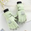 Guantes de Esquí de Dibujos Animados para Mujer, a Prueba de Frío, Engrosados, Forrados de Felpa, Pantalla Táctil, Cortavientos, Ciclismo al Aire Libre, Guantes Cálidos de Invierno
