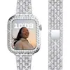 Adequado para Apple Watch Pulseira de Relógio de Três Peças Cravejada de Diamantes iWatch Se Corrente de Metal para Relógio Atacado