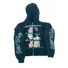 Sudadera con capucha y cremallera de manga larga Y2K con estampado Punk Dark Street Style Hip-Hop Ins