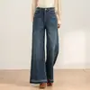 Jeans acampanados retro de dobladillo crudo para mujer, nuevo modelo otoño 2026, de cintura alta, corte holgado, favorecedores, pantalones versátiles de microcampana