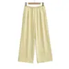 Calça de Verão Fluida com Proteção Solar, Cintura Alta com Elástico, Versátil, Emagrecedora, Calça Reta Solta de Perna Larga, Calça Casual Comprida