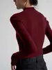 Escote en forma de pera, suéter de punto sin costuras, elegante y versátil para el trabajo, cuello semi-alto, prenda base de punto, top para mujer para capas, estilo otoño