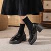 Zapatos de Cuero Retro con Plataforma y Suela Gruesa para Mujer, Zapatos Casuales Estilo Británico, Nuevos Mocasines Versátiles con Tacón Grueso para Mujer 2022