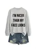 SOY MÁS AMABLE QUE MI SITIO INDEPENDIENTE DE AMAZON EBAY Sudadera de Moda Casual para Mujer Otoño e Invierno Camiseta Base