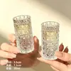 Copo de vinho pequeno de vidro transparente em relevo, copo de destilados de vidro espesso, copo de uísque, copinho para drinks doméstico