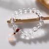 Pulsera de anillo único con cuentas redondas de Cristal Blanco Natural de 10 mm, ágata turquesa Rojo Sur, pequeño colgante Ruyi, diseño nicho femenino