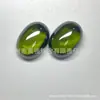 Zircônia sintética cabochão oval, cor verde-oliva dourado, gema oval de fundo plano, em estoque para atacado