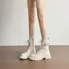 Outono Inverno 2026 Mais Vendidos Botas Martin Femininas Quentes com Pelúcia Interna, Solado Grosso, Aumento de Altura, Emagrecimento, Bico Arredondado, Cadarço, Meio da Panturrilha, Moda, Sapatos Individuais