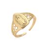Aogu Cross-border Simple Light Luxury Copper Gold Plated Zircon Love Geometric Anel de abertura feminino Nicho All-match Ring