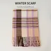 Novo Cachecol Xadrez Estilo Coreano Fashionável Imitação de Caxemira Franja Grande Xale de Inverno Xadrez Casal Mesmo Estilo Cachecol Quente