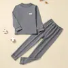 Conjunto de Roupa Térmica Infantil Sem Costura 100% Algodão para Outono e Inverno, Camada Base de Algodão Espessa e Macia para Meninos e Meninas