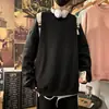Suéter de Color Sólido con Cuello Redondo Nuevo Otoño 2023 Casual Holgado para Hombre Camiseta Básica Estilo Coreano Tops para Adolescentes Tendencia