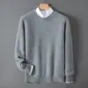 Comércio Exterior Transfronteiriço Suéter de Lã Pura de Inverno Masculino Gola Redonda Espessado Pulôver para Meia-idade e Jovens Roupa de Baixo Estilo Coreano Casual
