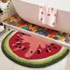 Estilo ins alfombra de piso irregular flocado de frutas alfombra de semicírculo absorbente de agua para baño alfombrilla antideslizante especial para puerta de baño