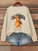 Sudadera con Estampado de Letras de California de Oso Mecánico para Mujer, Cuello Redondo, Ropa para Hacer Ejercicio, Informal, Holgada, Streetwear, Otoño, Felpa