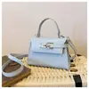 2026 Nuevo Bolso Mini Kelly con Patrón de Cocodrilo Azul Claro para Mujer, Bolso de Mano de Lujo Ligero, Bolso Cuadrado Pequeño con Correa Ancha para el Hombro, Bolso Cruzado de un Solo Hombro
