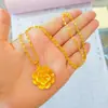 Collar Colgante Flor de Peonía Oro Arena Vietnamita Latón Chapado en Oro Cadena Clavícula Colgante Collar Regalo de Vacaciones