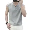 Colete Liso Gola V Estilo Americano para Homens, Nova Camiseta Regata Esportiva Solta Sem Mangas para Verão 2026, Tendência Jovem para Homens