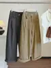 Pantalones casuales de pierna ancha, de corte holgado, versátiles, con bolsillos plisados, para mujer, de algodón lavado, de tiro alto, adelgazantes, de otoño