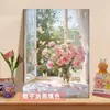 Pintura al Óleo Digital al por Mayor Pintura al Óleo DIY Colorear Florales Alféizar de Ventana Flor Pintura al Óleo Relleno Pintura Decorativa Simple