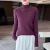 26 Outono Inverno Novo 100% Lã Feminino Camada Base Trançado Malha Torcida Gola Alta Camada Interna Quente Cor Lisa Tricô Top Suéter