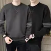 Sudadera casual para hombre, nuevo modelo de otoño, negro, blanco, gris, corte holgado, cuello redondo, sin capucha, manga larga, top deportivo, chaqueta versátil