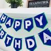 Suministro Exclusivo Transfronterizo de Fieltro Azul Decoración de Fiesta de Cumpleaños Inglés de Fieltro Decoración de Banner de Cumpleaños Guirnalda de Banderines Hecha a Mano