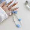 Ins estilo azul arco cadeia cordão do telefone móvel caso pingente diy anti-perdido fone de ouvido caso pulseira atacado
