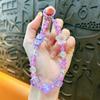 Boneca pequena empilhada música cristal miçangas corrente para celular chaveiro pingente de bolsa fofo chaveiro para carro presente lote