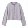 Suéter de Punto Rayado Transfronterizo 2026 para Mujer, Cárdigan Holgado de Cuello Redondo con Mangas Largas de Botones, Abrigo Casual de Otoño e Invierno