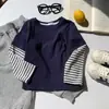 Camiseta de Manga Larga para Niños Niños Otoño Nueva Falsa de Dos Piezas Patchwork Ropa para Adolescentes Niños Camiseta Interior