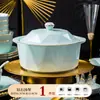 Juego de Vajilla Cerámica Octagonal de Forma Irregular Color Bajo Esmalte Grado Alimenticio Jingdezhen de Gama Alta para Regalo de Inauguración de Casa, Tazones y Platos
