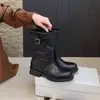 Botas Martin de Tacón Grueso y Suela Gruesa de Media Caña al Viento Estilo Retro Otoño/Invierno Chica Popular Nuevo Estilo Botines Acampanados Adelgazantes No