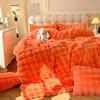 Juego de Cama de Cuatro Piezas de Terciopelo de Leche con Pelo de Conejo Color Puro Nuevo Otoño e Invierno Forro Polar Doble Cara Terciopelo Coral Sábanas Funda de Edredón