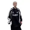 Sudadera de bloques de color retro americano 2026 para hombre, otoño e invierno, cuello redondo, estilo motero, chaqueta deportiva casual, top elegante