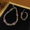 Bronce Antiguo Occidental Chapado 18 Oro Retro Viejo con Strass Morado Cuadrado con Lazo Oro Liso