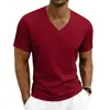 26 Camisetas Masculinas da Amazon Roupas Transfronteiriças Comércio Exterior Europeu e Americano Roupas Masculinas Gola V Cor Sólida Tamanho Grande Casual Manga Curta Camiseta para Homens
