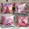 Funda de Cojín Navideña Nueva Temu Poliéster Estampado de Árbol de Navidad Transfronteriza Funda de Cojín para el Hogar Funda de Cojín para Sofá de Sala de Estar